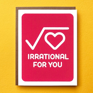 Cartão de amor engraçado de matemática | Irracional para você | Amor aniversário romance | Esposa namorado namorada para ela para ele | Em branco dentro