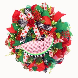 Summer Watermelon Wreath for Front Door, Watermelon Swag Wreath, Summer Watermelon Decor, Large Watermelon Wreath Decoration