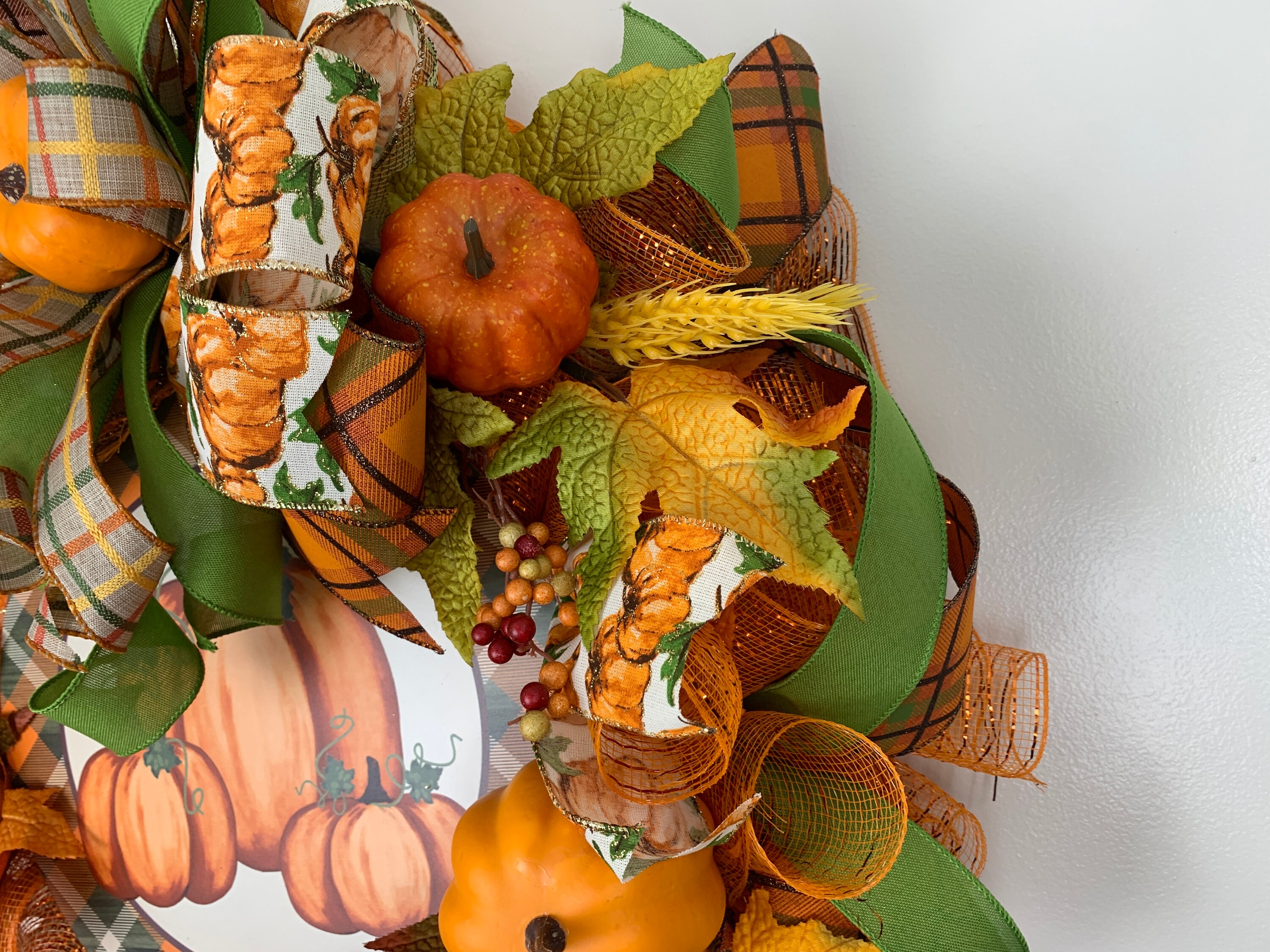 Orange Fall Wreath for Front Door Pumpkin Wreath Fall Swag - Etsy