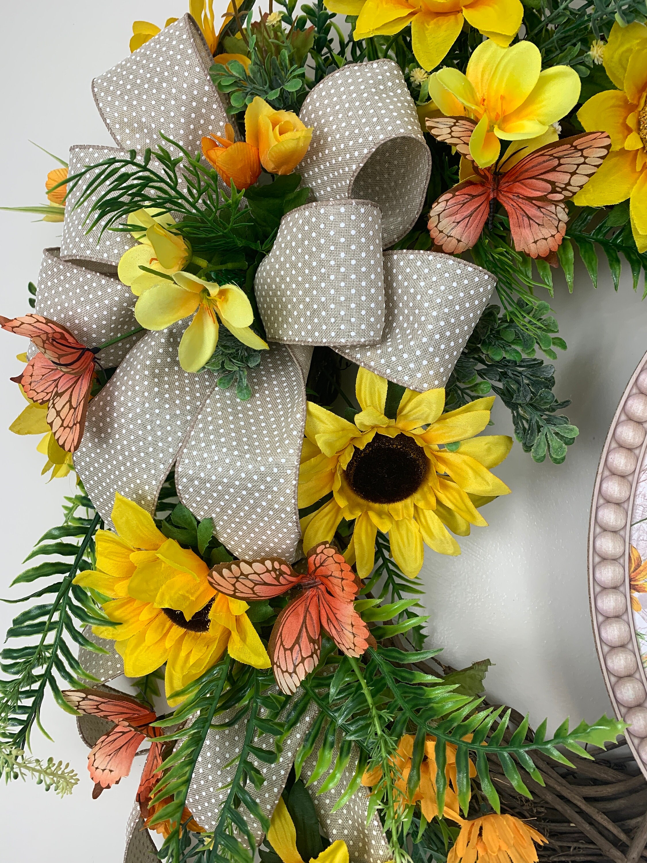 Sunflower Grapevine Wreath, Sunflower Wreath for Front Door, Yellow ...