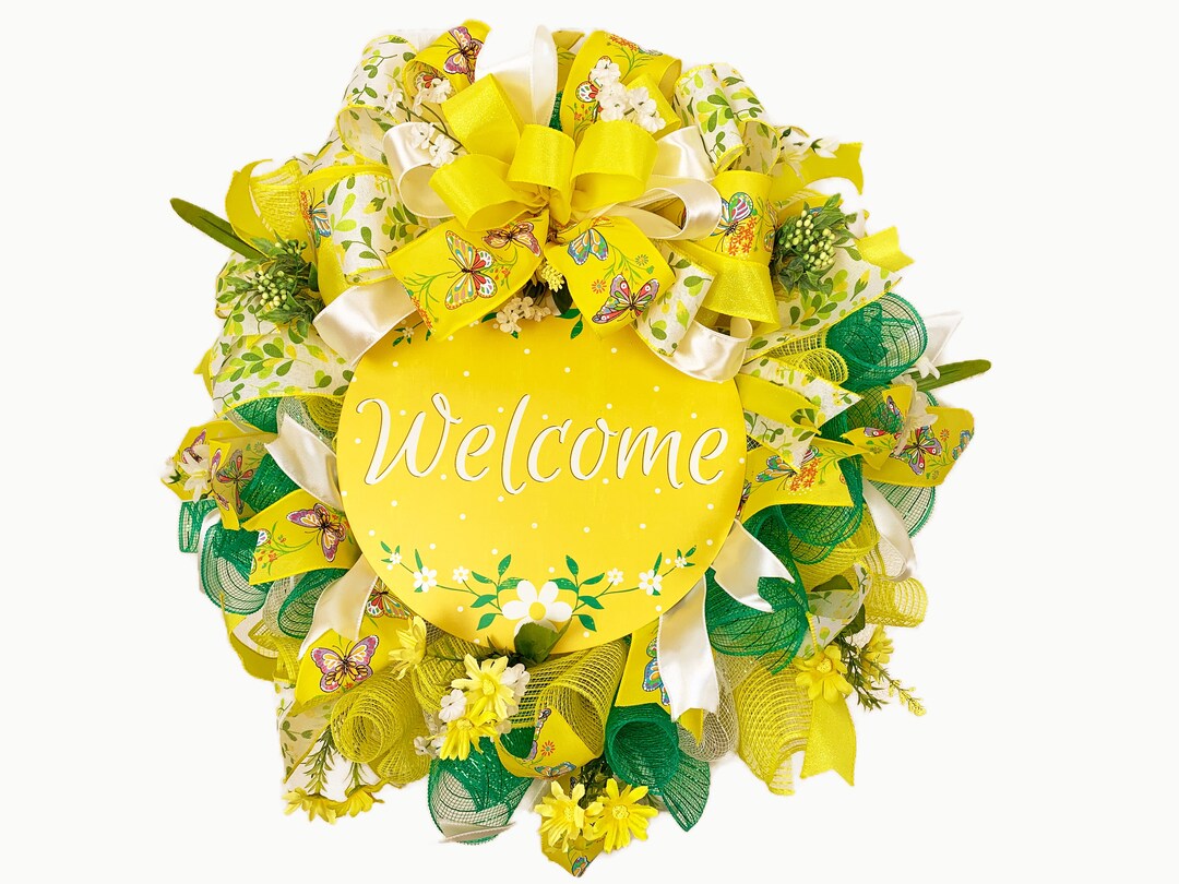 Yellow Daisy Wreath, Spring Daisy Wreath, Yellow Front Door Wreath