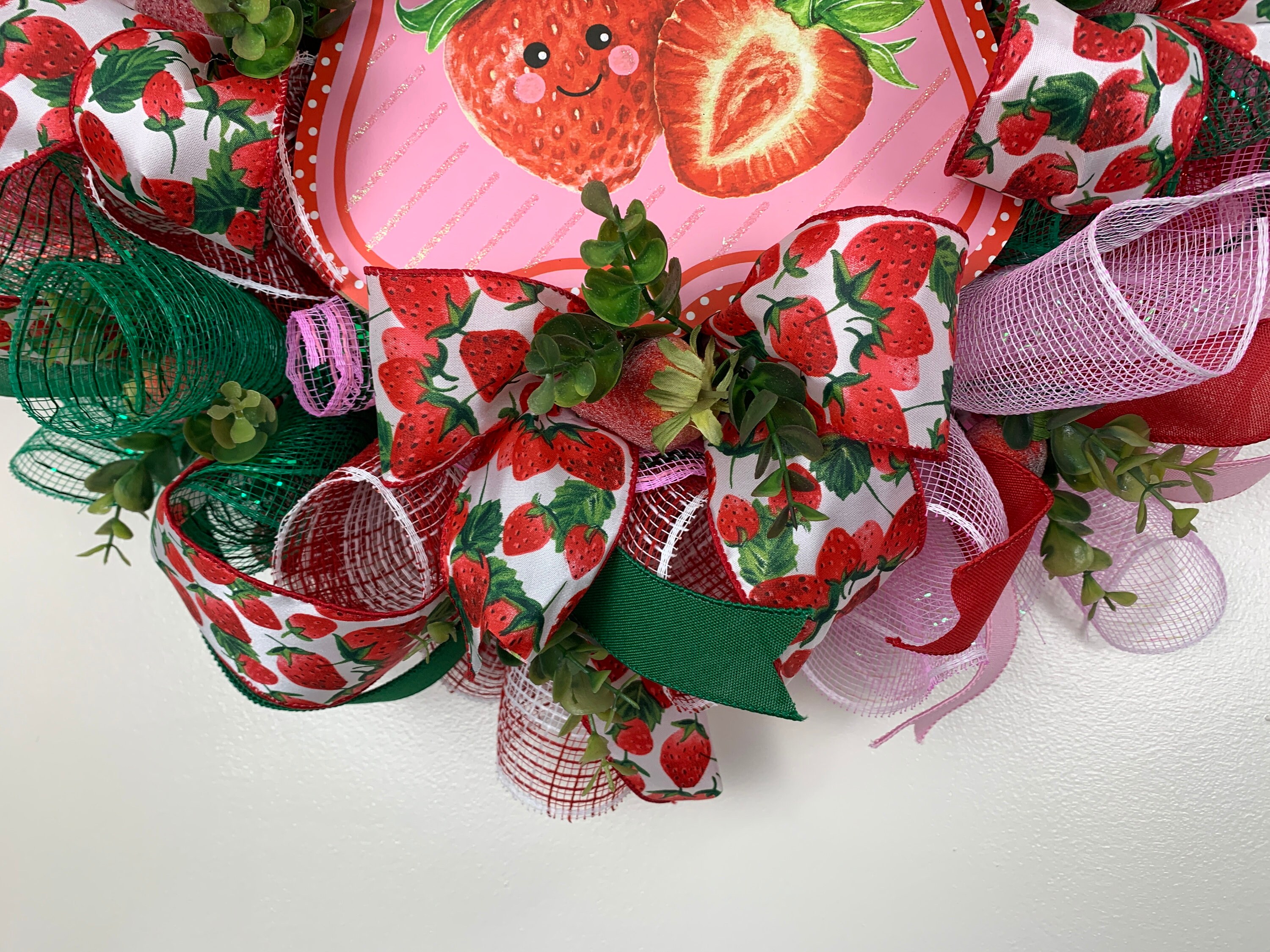 Strawberry Wreath for Front Door, Red Summer Wreath, Farmhouse ...