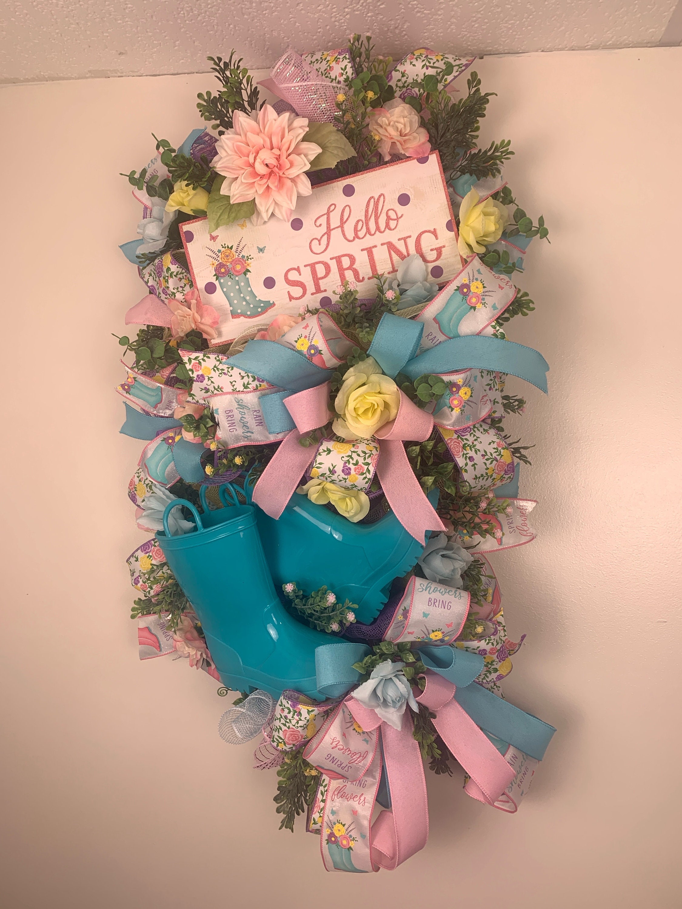 Spring Floral Swag, Spring Floral Wreath, Easter Wreath for Front Door
