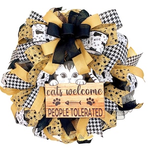 Cat Wreath for Front Door, Cat Decor, Kitty Wreath, Cat Lover Gift, Cat Rescue, Kitten Decor, Pet Lover, Tabby Cat Wreath