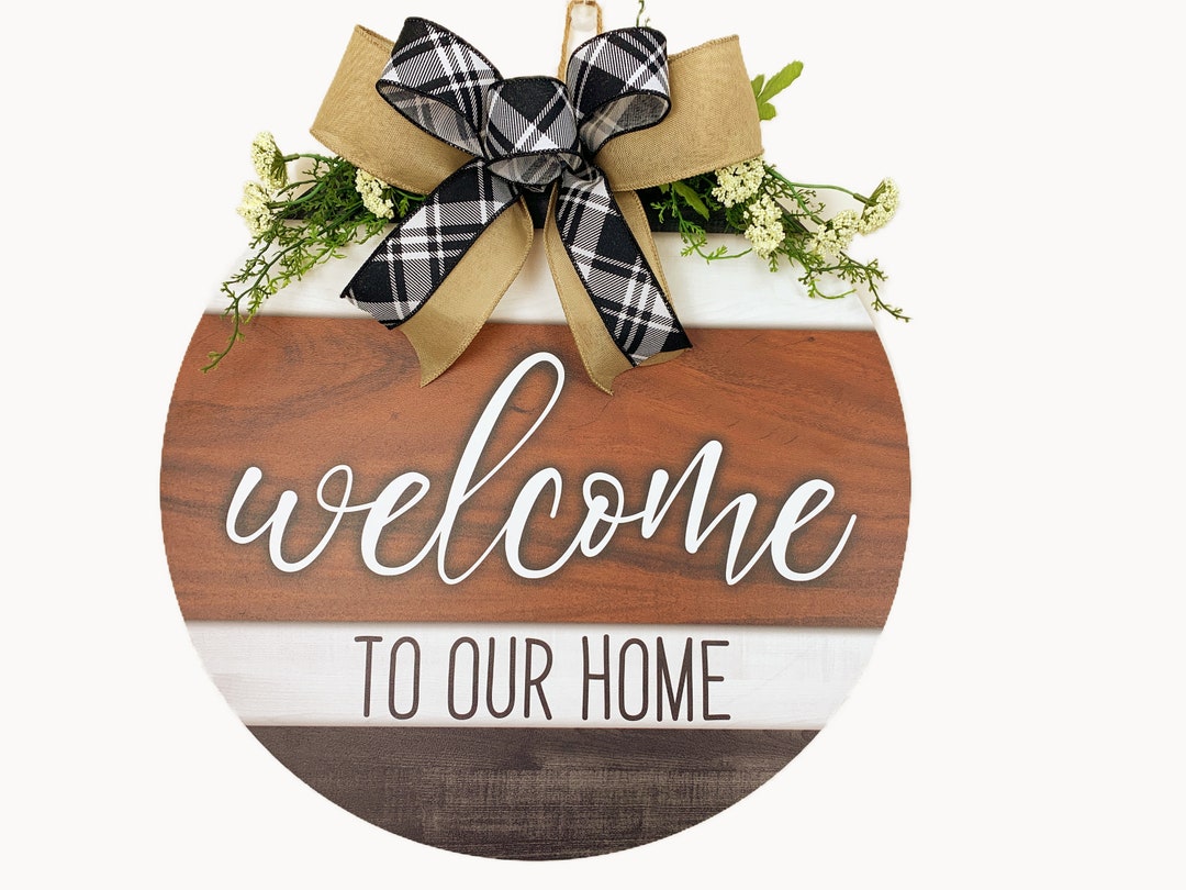 Wood Door Hanger for Front Door, Front Door Wood Round, Front Door