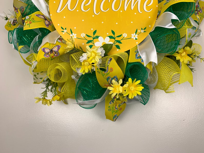 Yellow Daisy Wreath, Spring Daisy Wreath, Yellow Front Door Wreath