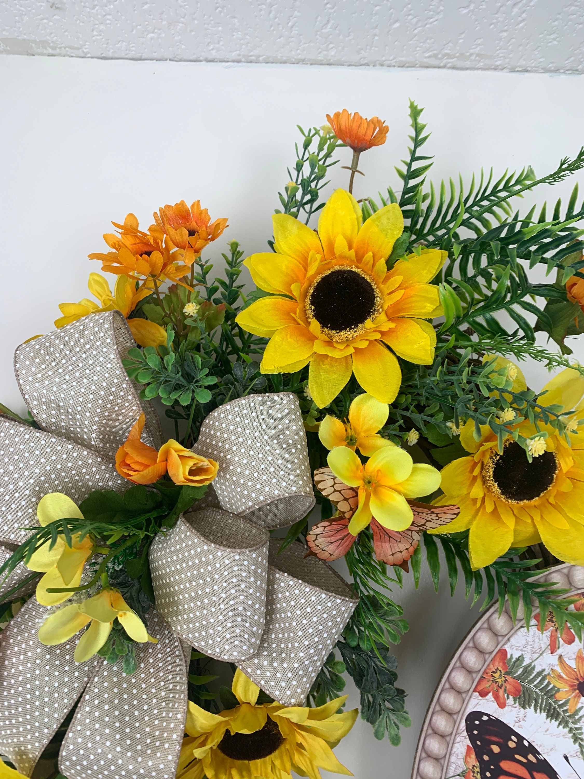 Sunflower Grapevine Wreath, Sunflower Wreath for Front Door, Yellow ...