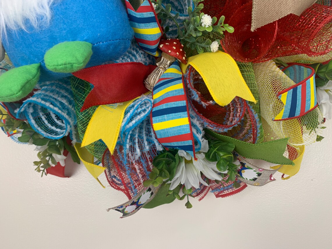 Summer Gnome Wreath for Front Door Garden Gnome Wreath Gnome Etsy