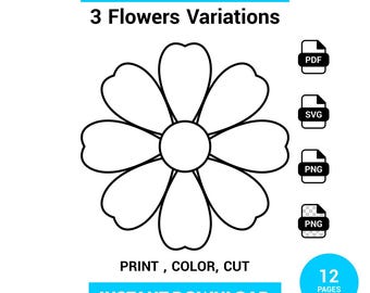 Printable Flower Templates | Kids Spring Crafts, Coloring Pages (SVG, PNG, PDF)