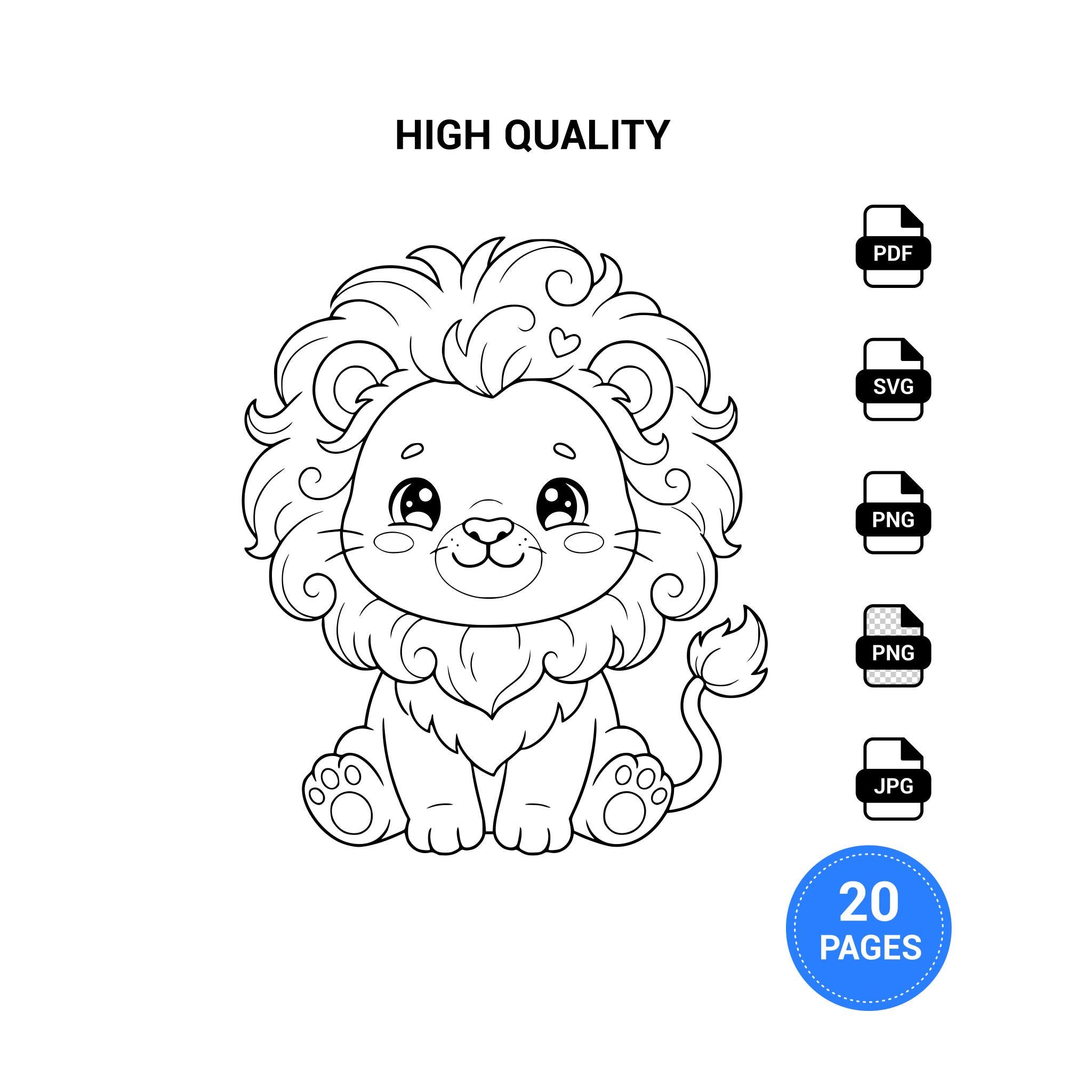 Lion Coloring Pages for Kids Preschool Activity Sheets Printable PDF ...