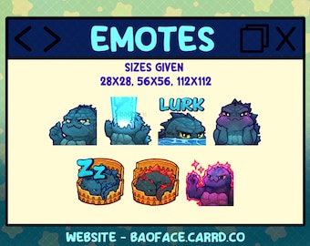 GODZILLA EMOTES | 7 + 5 Kaiju Monster Emotes for Twitch and Discord | Cute Monster Streaming Emote Bundle