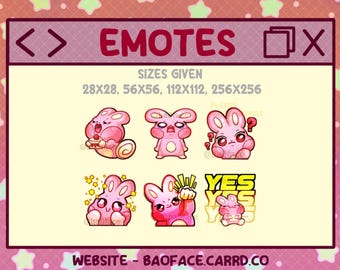 ANITEEZ DDYEONGBYEOLI Emotes (Version 2) | 6 + 3 Rabbit Emotes/Digital Sticker for Streaming, Twitch, Youtube, Discord, WhatsApp