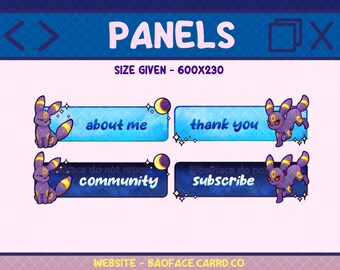 POKEMON PANELS | 22 Umbreon Eeveelution Theme Panels for Twitch (Day and Night Mode)