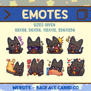 ANITEEZ WOOYONYANG Emotes / 8 Emotes/Sticker de Gato Negro para Twitch, Youtube, Discord, WhatsApp