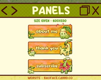 STARTER POKEMON PANELS | 22 Chikorita Evolution Grass Theme Panels for Twitch