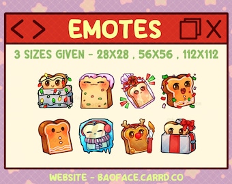 BREAD EMOTES (Holiday Version)| 8 + 2 Festive Emotes for Twitch & Discord | Christmas Streaming Emote Bundle (Digital Download)