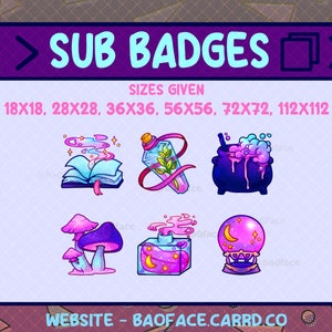 MISTYCZNE ODZNAKI CZAROWNIC | 6 + 2 ikon fantasy do wykorzystania w celu uzyskania odznak Sub-Bit lub punktów kanału dla transmisji strumieniowej