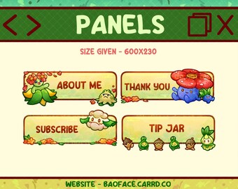 POKEMON PANELS | 22 Grass Type Theme Panels for Twitch Stream