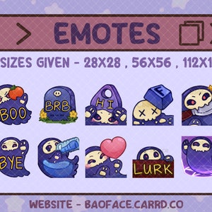 GHOSTIE EMOTES | 10+1 Cute and Spooky Ghost Skull Emotes for Twitch and Discord | Cute Goth Streaming Emote Bundle