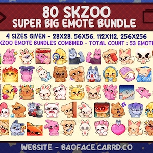 Superpaquete SKZOO: 80 emoticones y stickers digitales de Stray Kids para Twitch, YouTube, Discord y WhatsApp