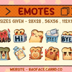 BREAD EMOTES | 10+2 Cute Toast and Bread Emotes for Twitch and Discord | Cozy Streaming Emote Bundle