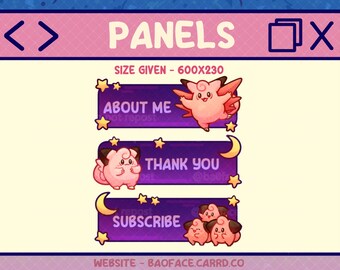 POKEMON PANELS | 22 Sweet Clefairy Evolution Fairy Theme Panels for Twitch