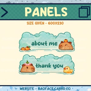 CAPYBARA PANELS | 22 Cute Swimming Capybara Theme Panels for Twitch