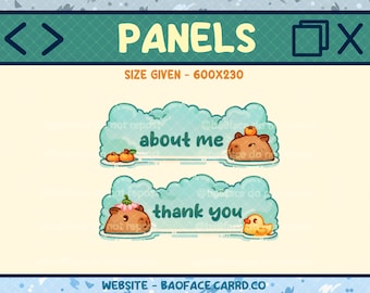 CAPYBARA PANELS | 22 Cute Swimming Capybara Theme Panels for Twitch