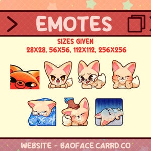 Emotes de SKZOO FOXINY / 7 emoticones/stickers de zorro del desierto para Twitch, YouTube, Discord, WhatsApp