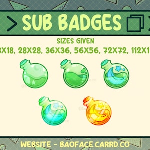 MAGIC POTION BADGES | 5 Green Witchy Mystic Icons to use for Sub-Bit Badges or Channel Points for Stream