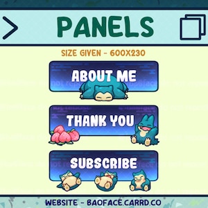 PANELES DE POKÉMON / 22 paneles con temática de la evolución de Snorlax, acogedores y relajantes, para Twitch