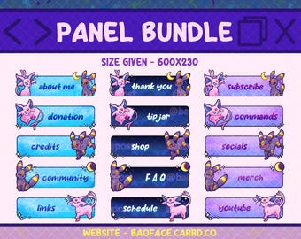Umbreon & Espeon Panels - Super Bundle (incl. Day, Night and Dusk Color Mode) | 22 Eeveelution Theme Panels for Twitch