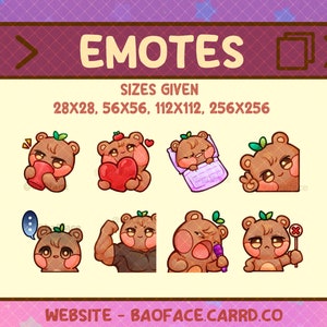 Emotes ANITEEZ JJONGBEAR / 8 emoticones/pegatinas de oso para Twitch, YouTube, Discord, WhatsApp