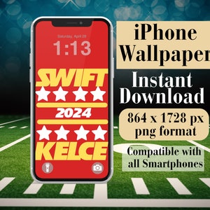 Swift Kelce png Paquete de fondos de pantalla móviles digitales de 5 imágenes Go Taylor's Boyfriend Aesthetic