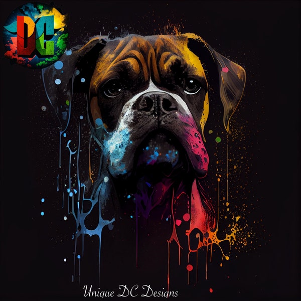 44 Boxer, Malamute, Dachshund Dog Drip Art Vibrant, and Exciting Designs for Print and Digital Use, Unique Wall Art, Modern Wall Art