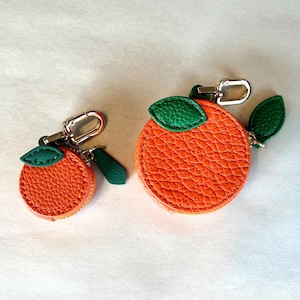 Fruit AirTag Holder: PU Leather AirPod Keeper,Orange Coin Purse,Citrus Keychain Charm,Small Mini Orange Bag,Backpack Hanger,Easter Basket