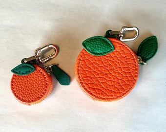 Soporte para AirTag de Frutas: Funda de piel sintética para AirPods, Monedero Naranja, Llavero con dije de cítricos, Bolso Naranja Pequeño, Colgador de Mochila, Canasta de Pascua