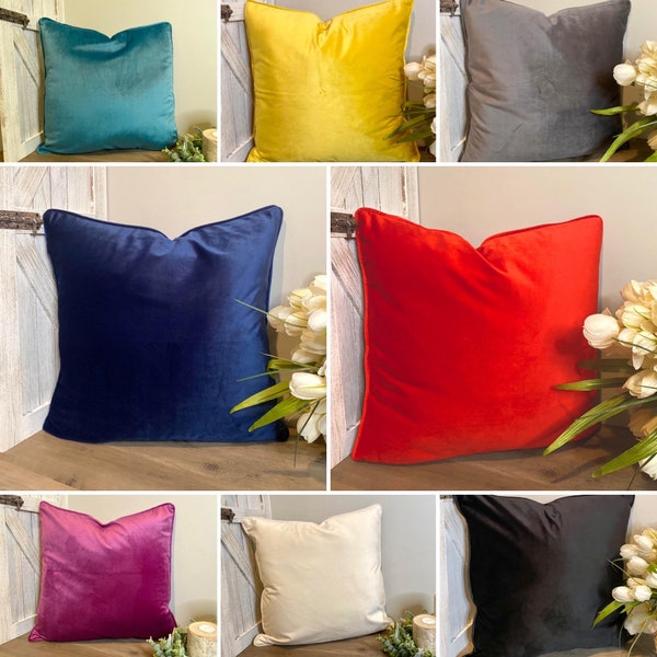 18x18 Plush Velvet Pillow Covers,8 Colors,Sofa Seat Throw Pillow,Soft Textured Velvet,Couch Bed Pillow Sleeve Case Linen,Accent Decorative