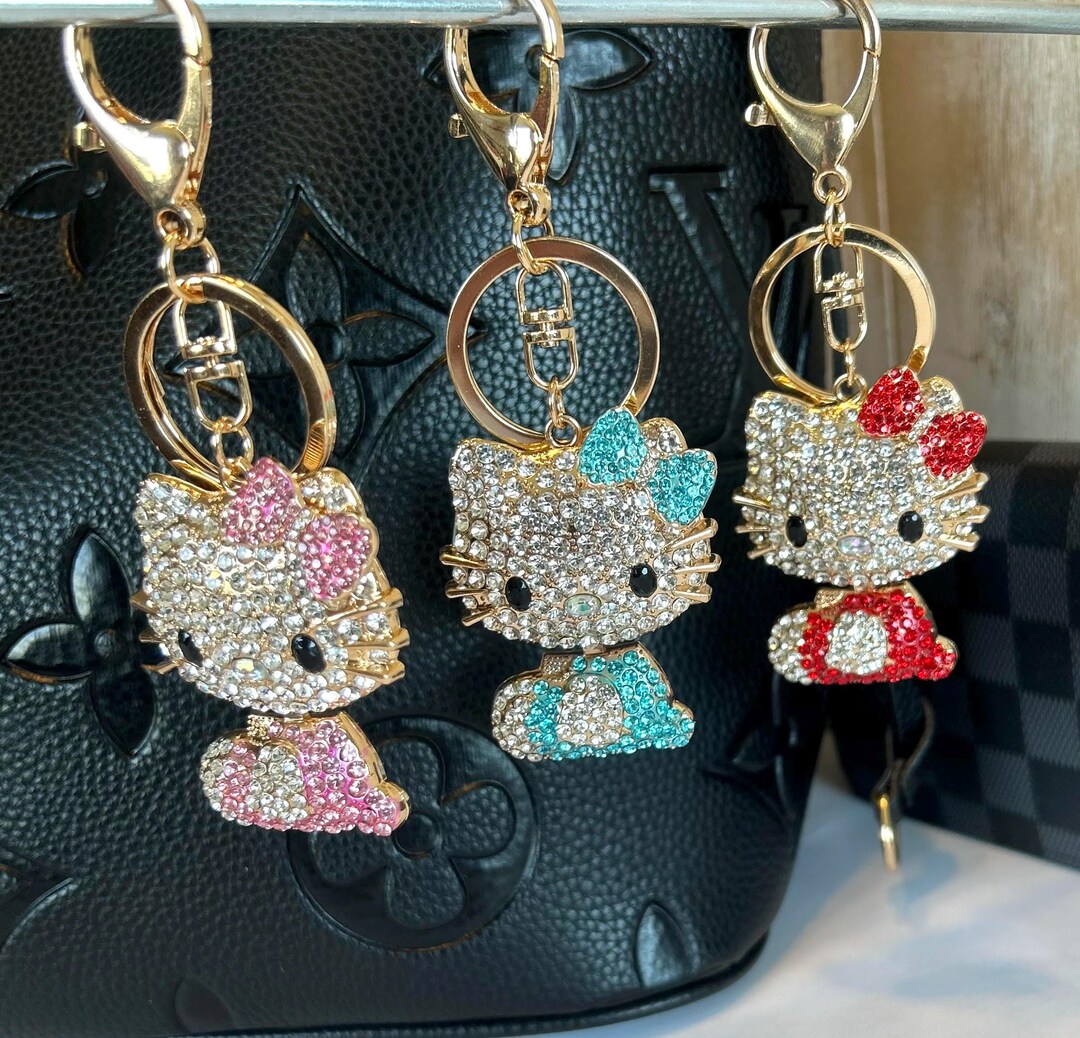 Hello Kitty Bling Keychain: Rhinestone Bag Charm, Backpack Zipper Pull ...