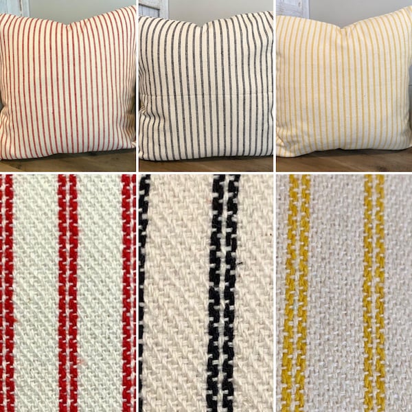 Striped Textured Heavy Upholstery Pillow Covers,3 Colors,Throw Pillow,Bed Couch Accent Covers,Lumbar Sofa Seat Cover,Decorative Case,Red