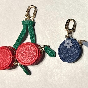 Fruit AirTag Holder: PU Leather AirPod Keeper,Tiny Cherries,Mini Blueberry Coin Purse,Keychain Charm, Cute Bag Charm,Backpack Hanger