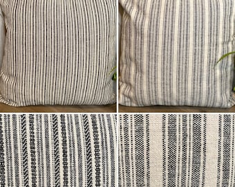 Black & White Striped Textured Heavy Upholstery Pillow Covers,2 Styles,Throw Pillow,Bed Couch Accent Covers,Sofa Seat Cover,Decorative Case