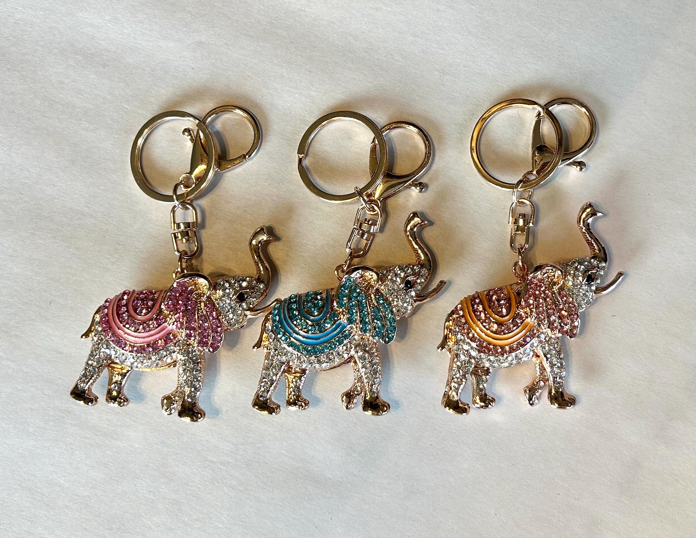 Gold and Pink Elephant Keychain - Etsy display picture 1