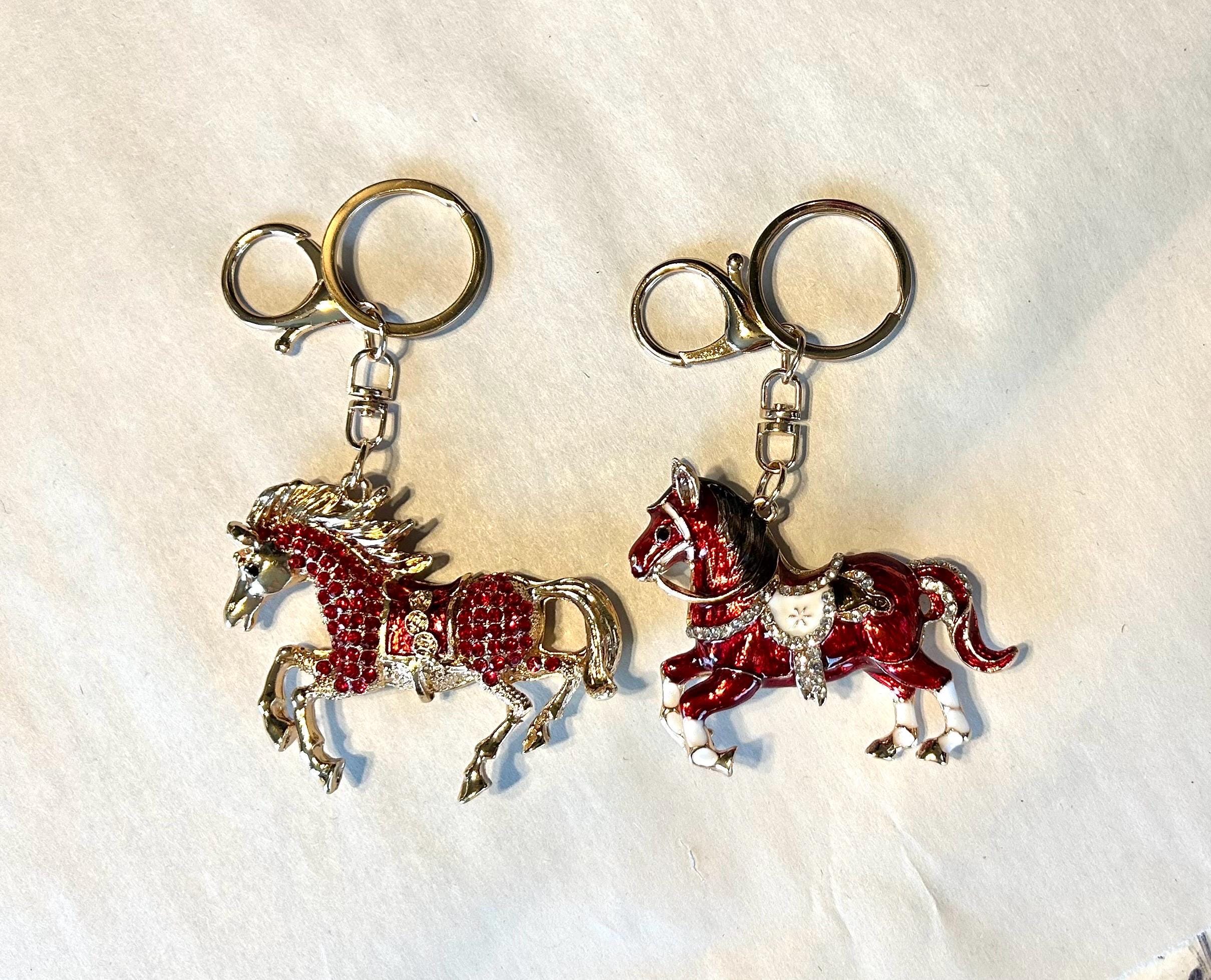 Porte-clés Cheval Strass - Pendentif Animal Déco Pour Sac Ou Clés - Accessoire Mode Unisexe - Neuf Avec étiquettes