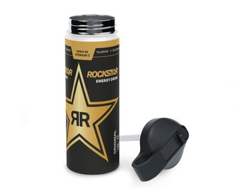 Schwarz und Gold Rockstar Wasserflasche, Standard Deckel