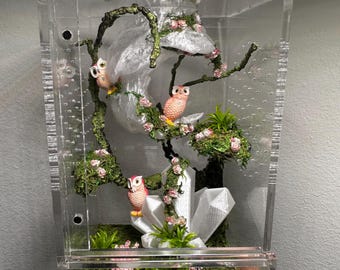 Luna de roca de 5x5x8 con búhos