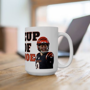 Joe Burrow “Cup of Joe” Mug | Funny Bengals Fan Coffee Cup | NFL Quarterback Gift | Gameday Mug | Cincinnati Football Drinkware
