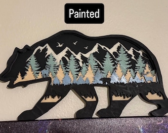 Layered Bear Wood Wall Art | Rustic Cabin Decor