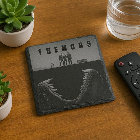 Tremors Movie Slate Coaster Set: Cult Classic Home Decor