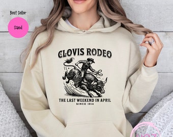 Clovis Rodeo Hoodie, Country Western Bull Riding Sweatshirt